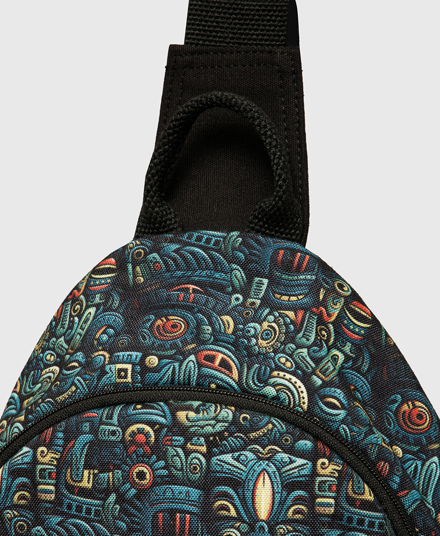 aztec mayan print sling backpack