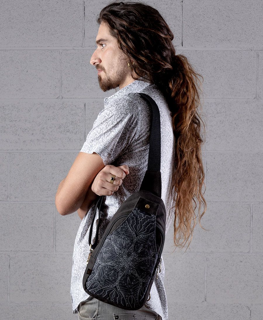 Psychedelic sling bag canvas vegan men day bags