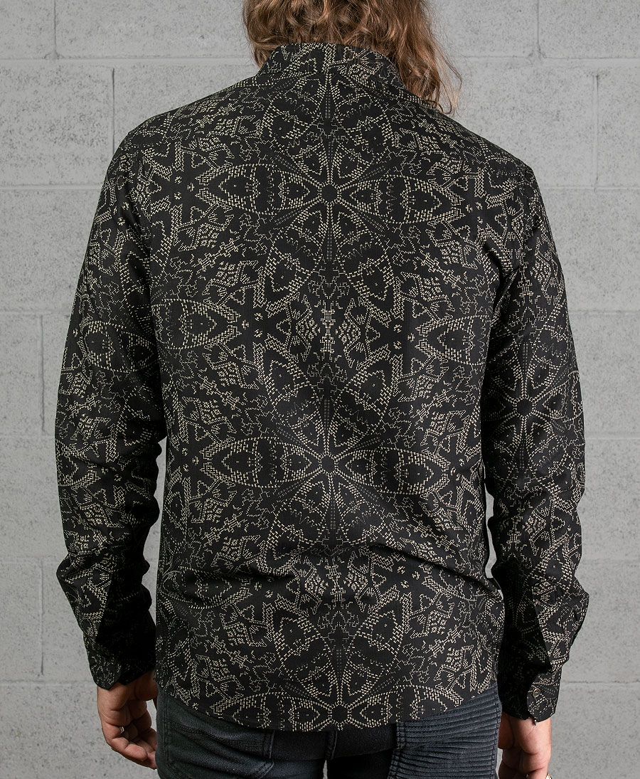 black long sleeve men button down shirt 