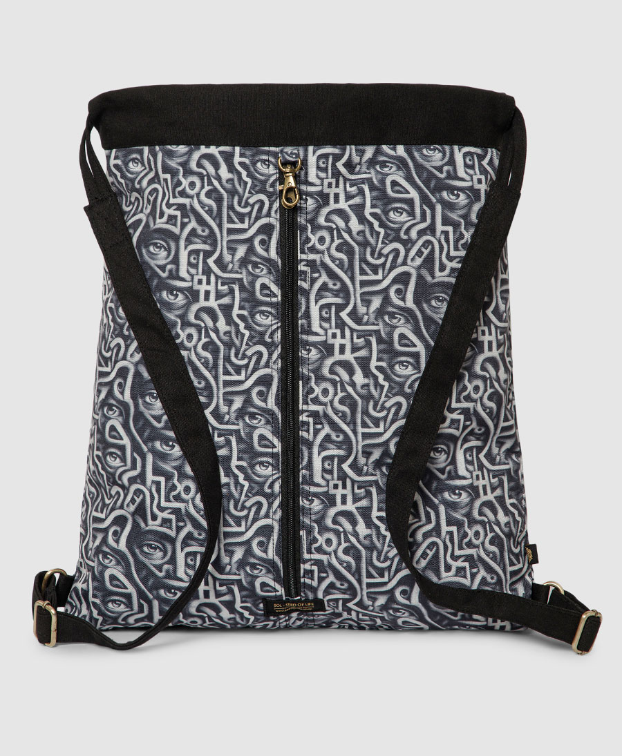printed drawstring backpack vegan
