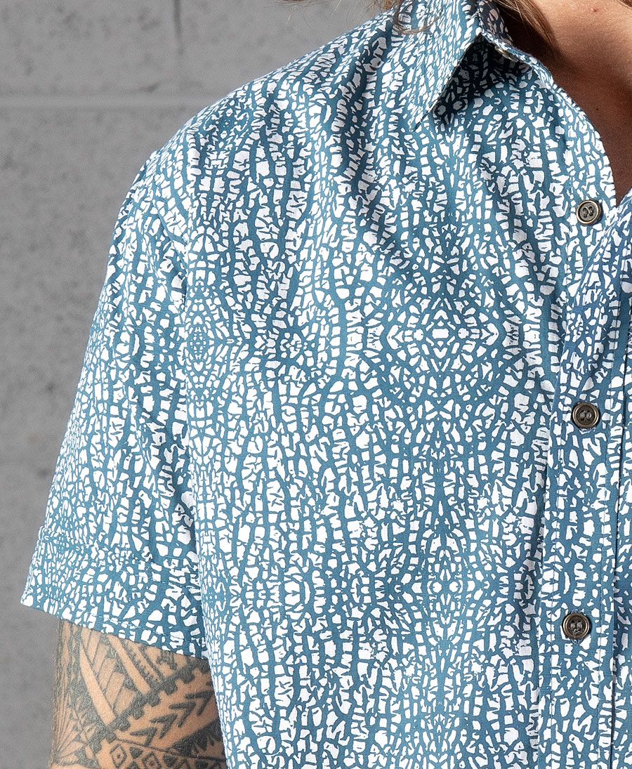 hawwain shirt men blue button up   