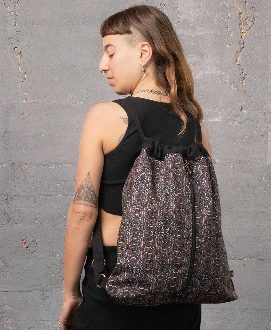 brown drawstring backpack 