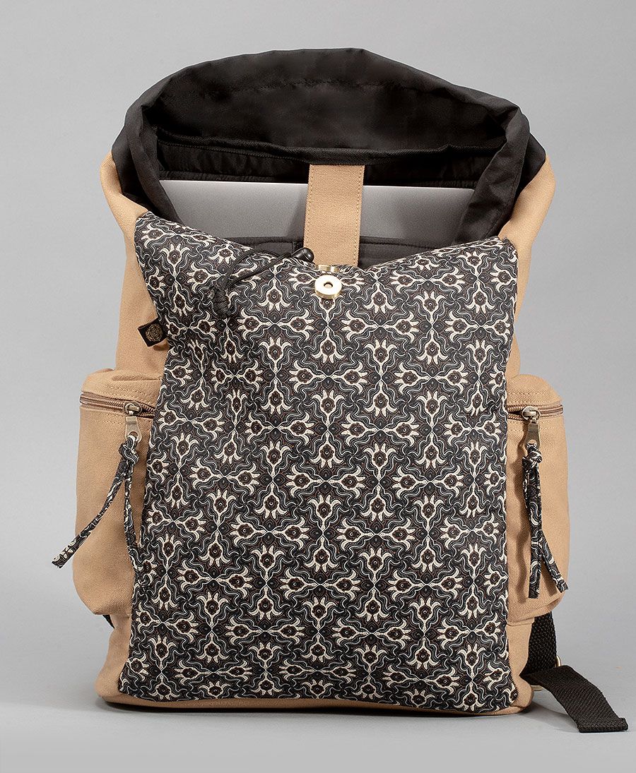 women backpack canvas laptop bag tribal print