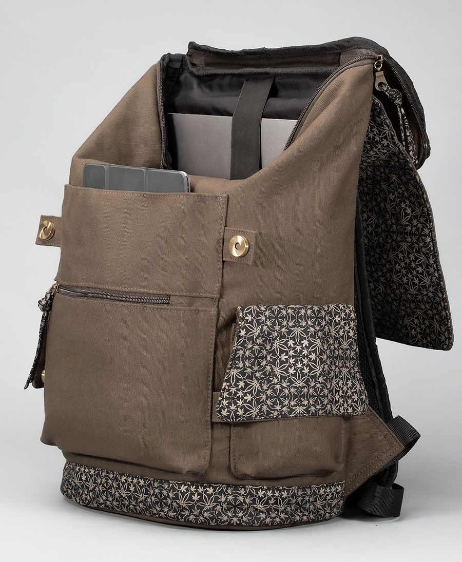 Canvas laptop backpack 15.6 inch marijuana leaf print