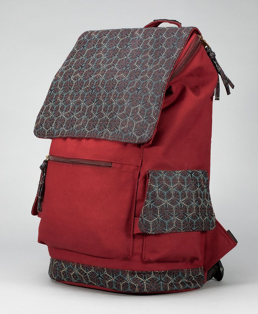 geometric women backpack laptop bag red 