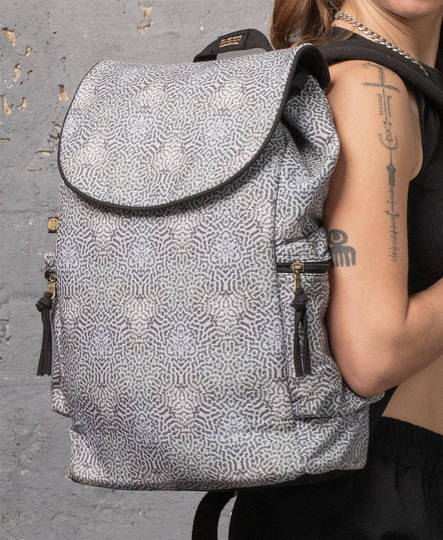 Coral print canvas backpack for laptop 