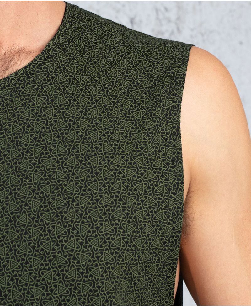 Black Printed Tank Top for men Boho Hippie