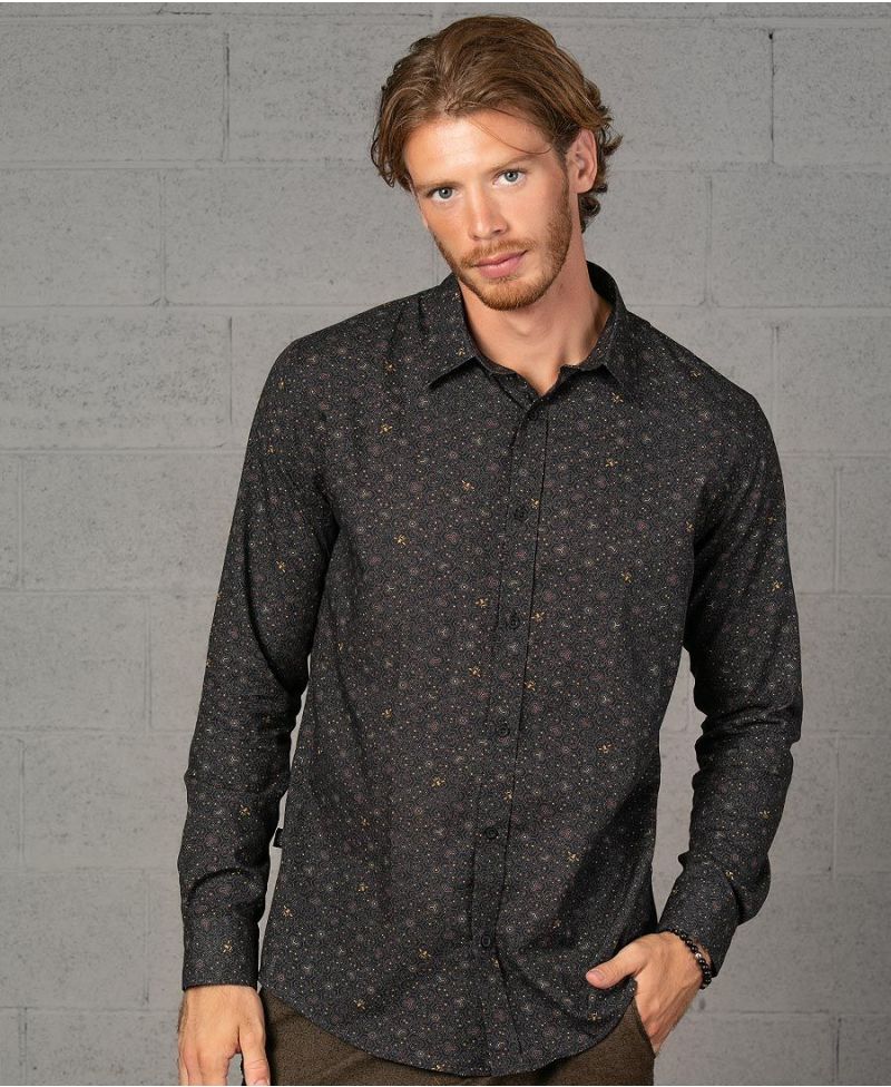 Long sleeve Men Button Down Shirt Bees Beehive Print