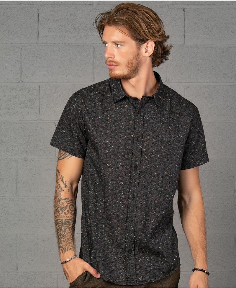 Alternative Men Button Down Button Up Shirt Bees Print