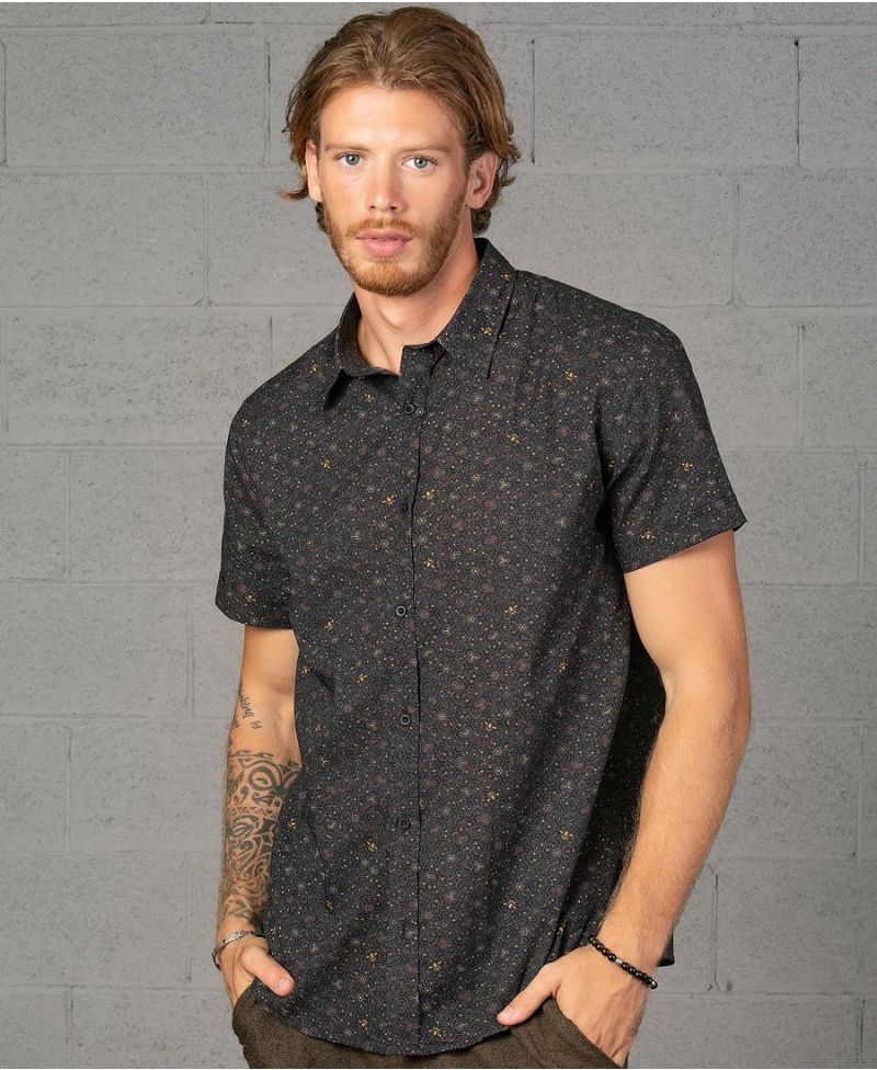 bee button up shirt men short sleeve beehive