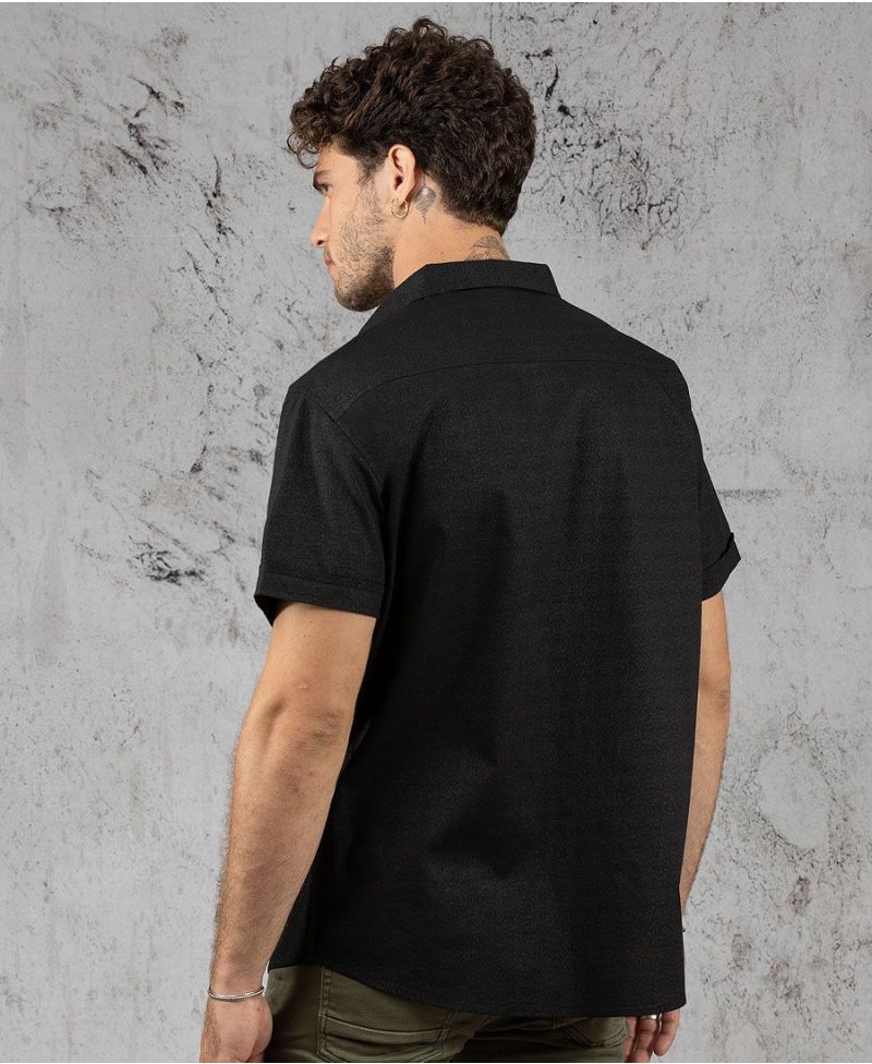 Dark Rudraksha Button Shirt ➟ Black