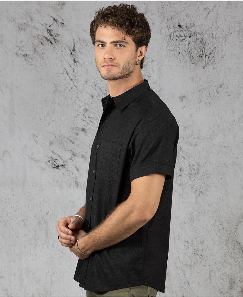 Dark Rudraksha Button Shirt ➟ Black