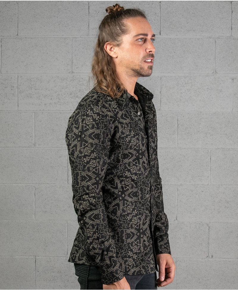 Mexi Long Button Shirt ➟ Black