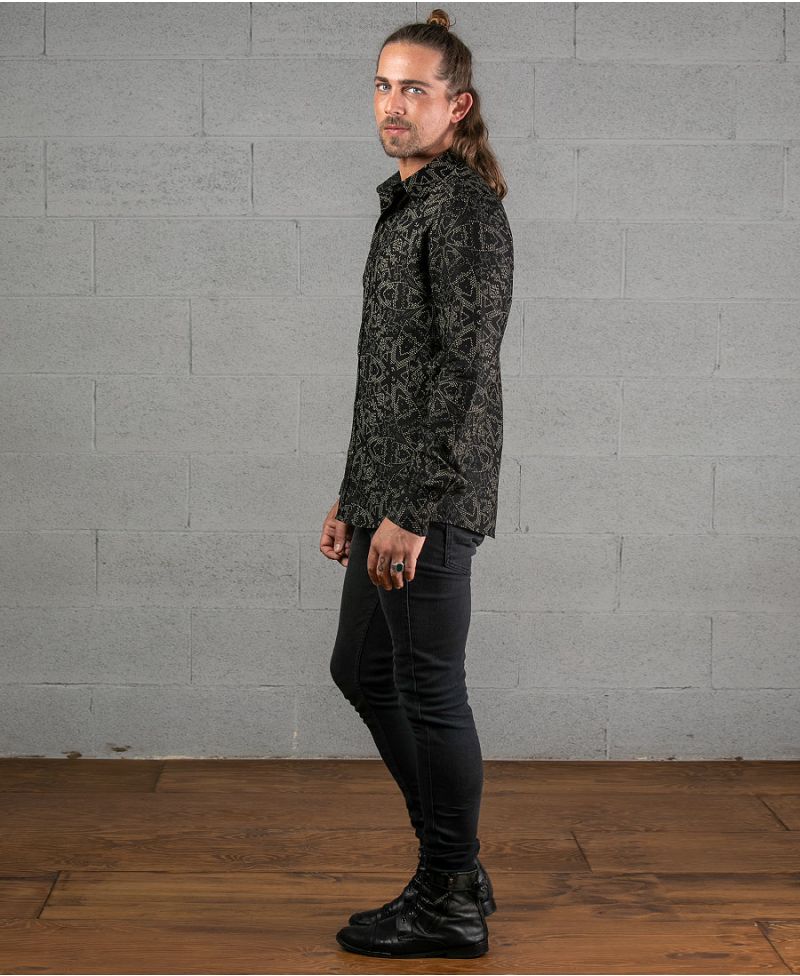 Mexi Long Button Shirt ➟ Black
