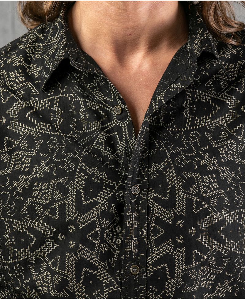 Mexi Long Button Shirt ➟ Black