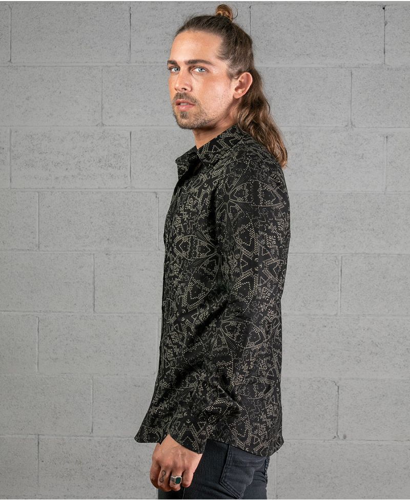 Mexi Long Button Shirt ➟ Black