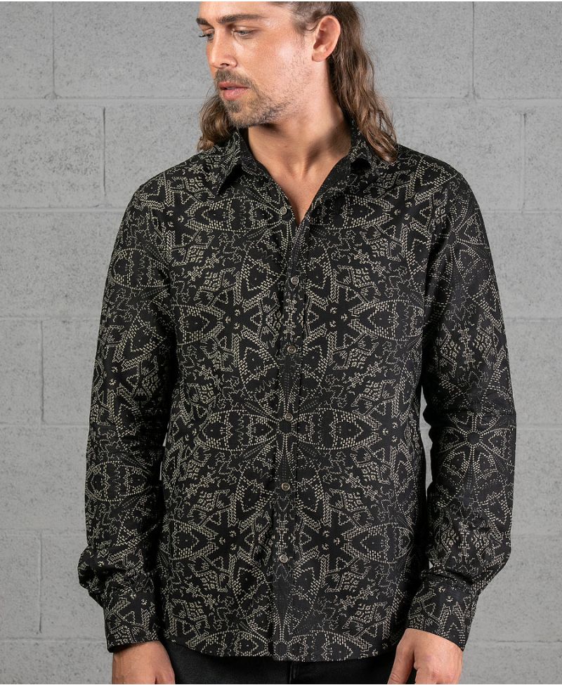 Mexi Long Button Shirt ➟ Black