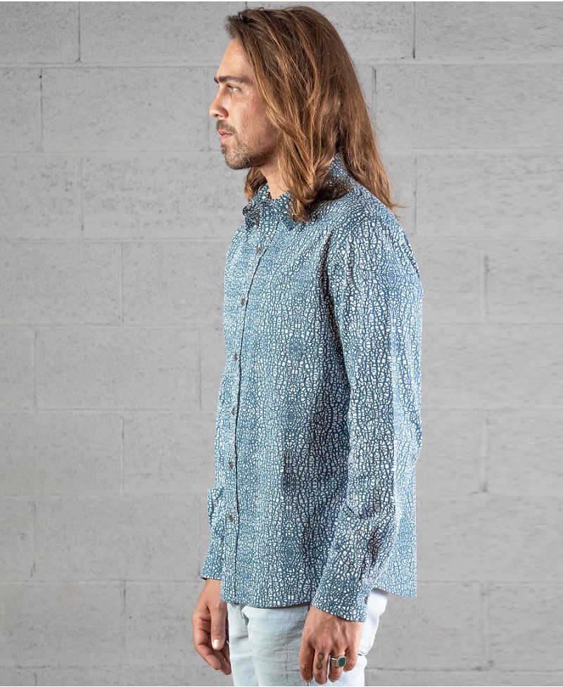 Melon Long Button Shirt ➟ Blue