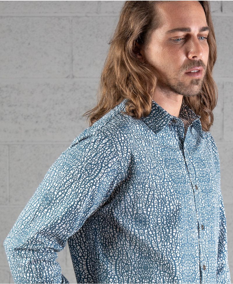 Melon Long Button Shirt ➟ Blue