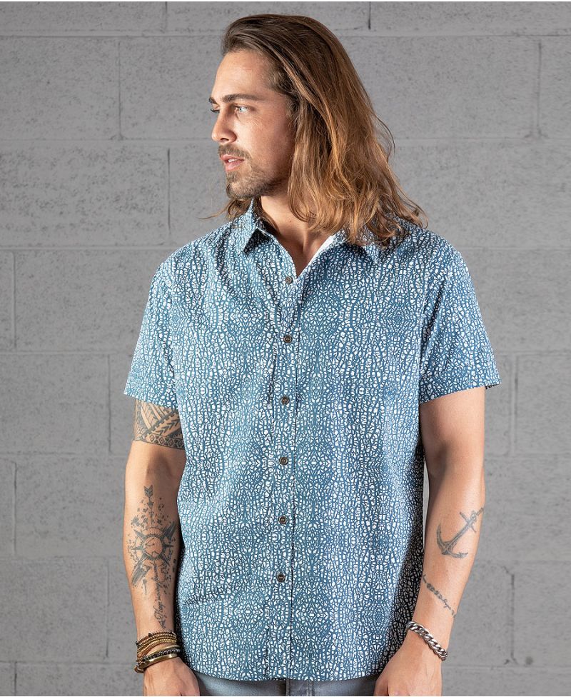 Melon Button Shirt ➟ Blue