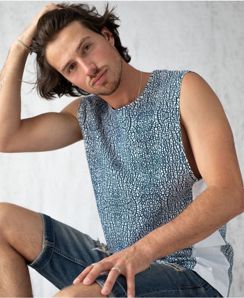 Abstract Print Tank Top for Men Boho Hippie 