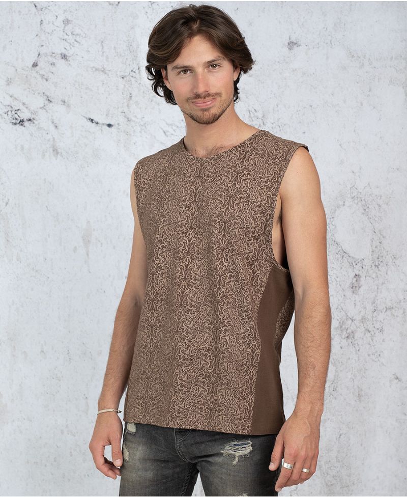 Brown Tank Top for men Tribal Festival Wear 