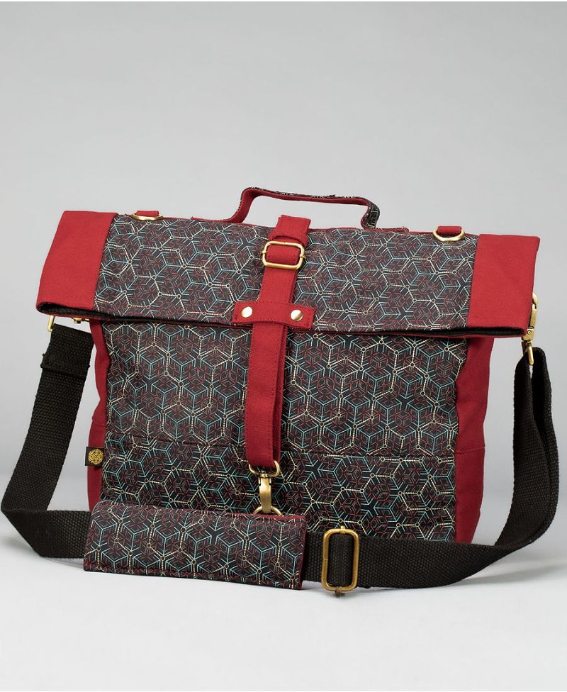 canvas messenger laptop bag tribal print 