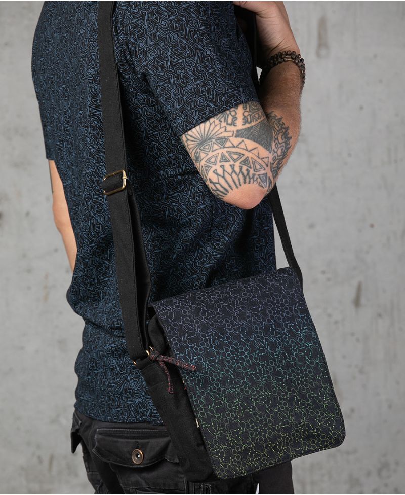 Multifunctional Canvas Shoulder Bag Men's Green Crossbody Bag With