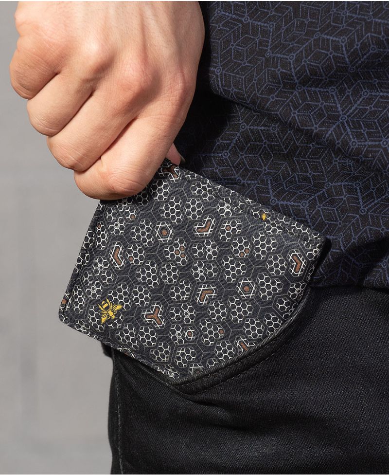 Bee hive mens wallet bifold canvas slim wallet