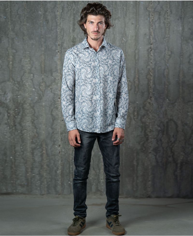 psychedelic button up shirt men button down dna print