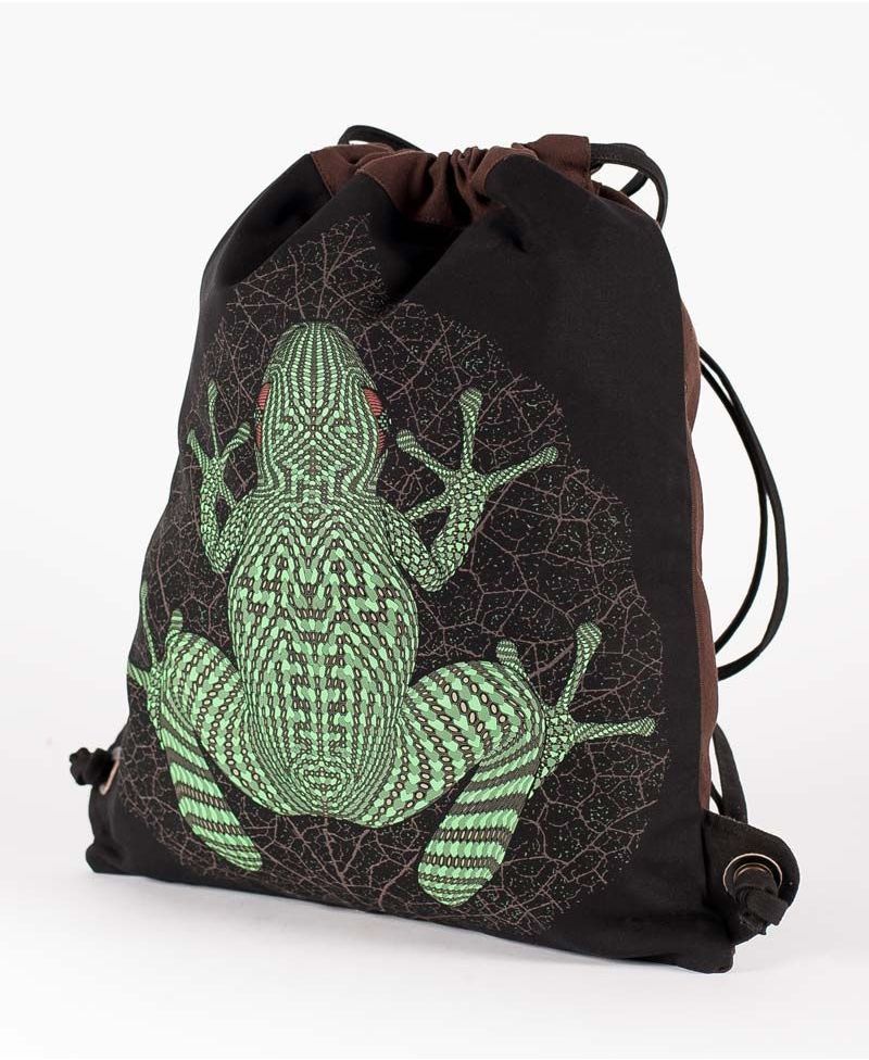 Sapo Kambô Drawstring Backpack ➟ Black & Brown