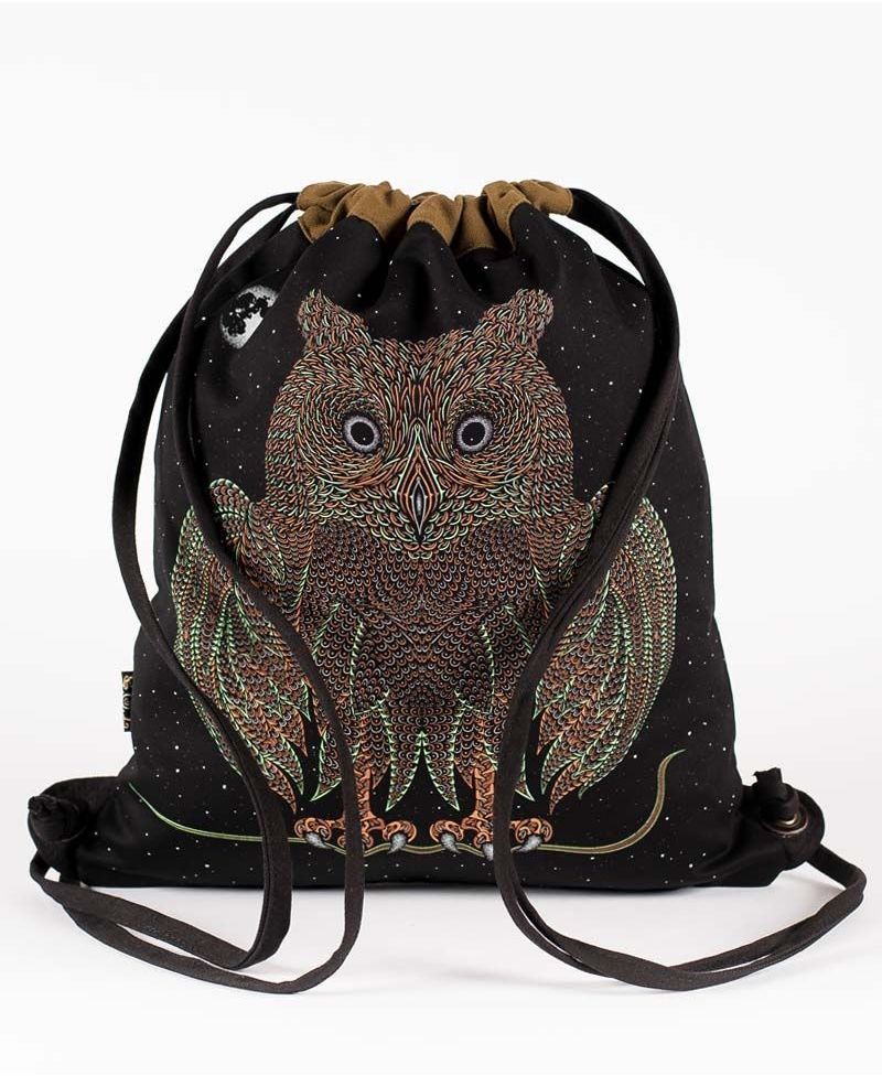 Uhloo Drawstring Backpack ➟ Black & Khaki