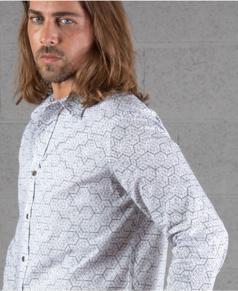 Kubic Long Button Shirt ➟ White / NEW