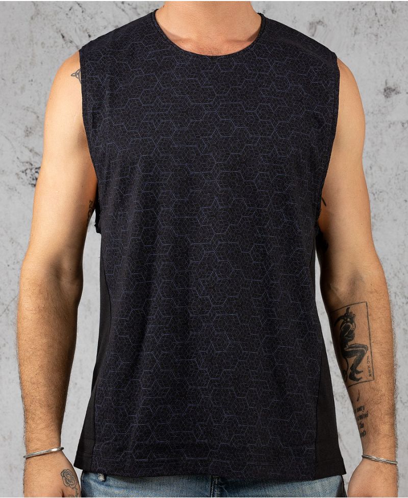 Geometric Tank Top for men full print black