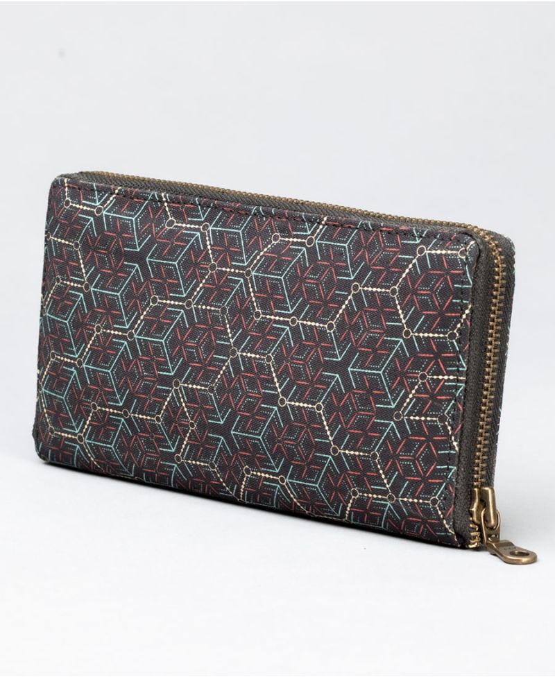 large canvas wallet for women geometric print