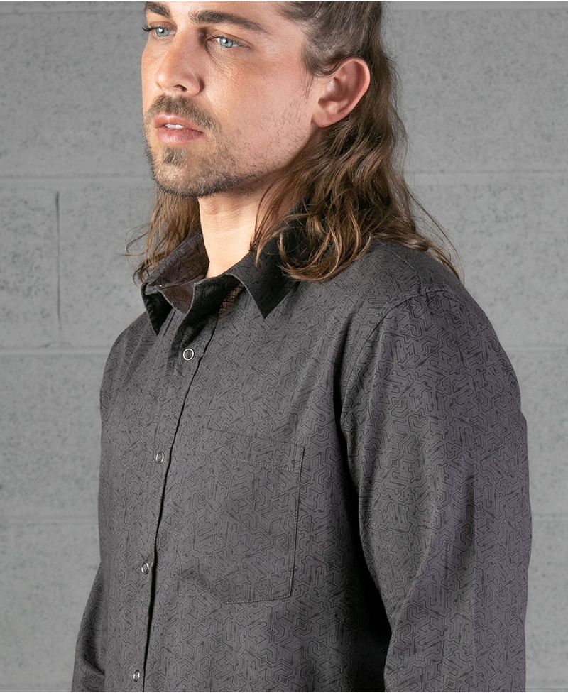 Plonter Long Button Shirt ➟ Grey