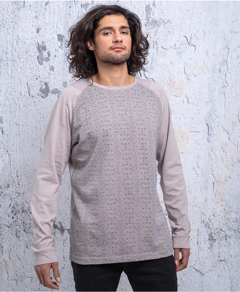 Shipibo Kené Long Sleeve T-shirt ➟ Grey