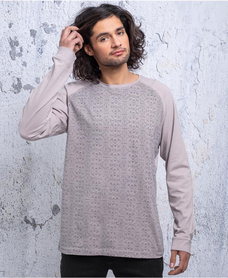 Shipibo long sleeve t shirt men sacred geometry tribal clothing