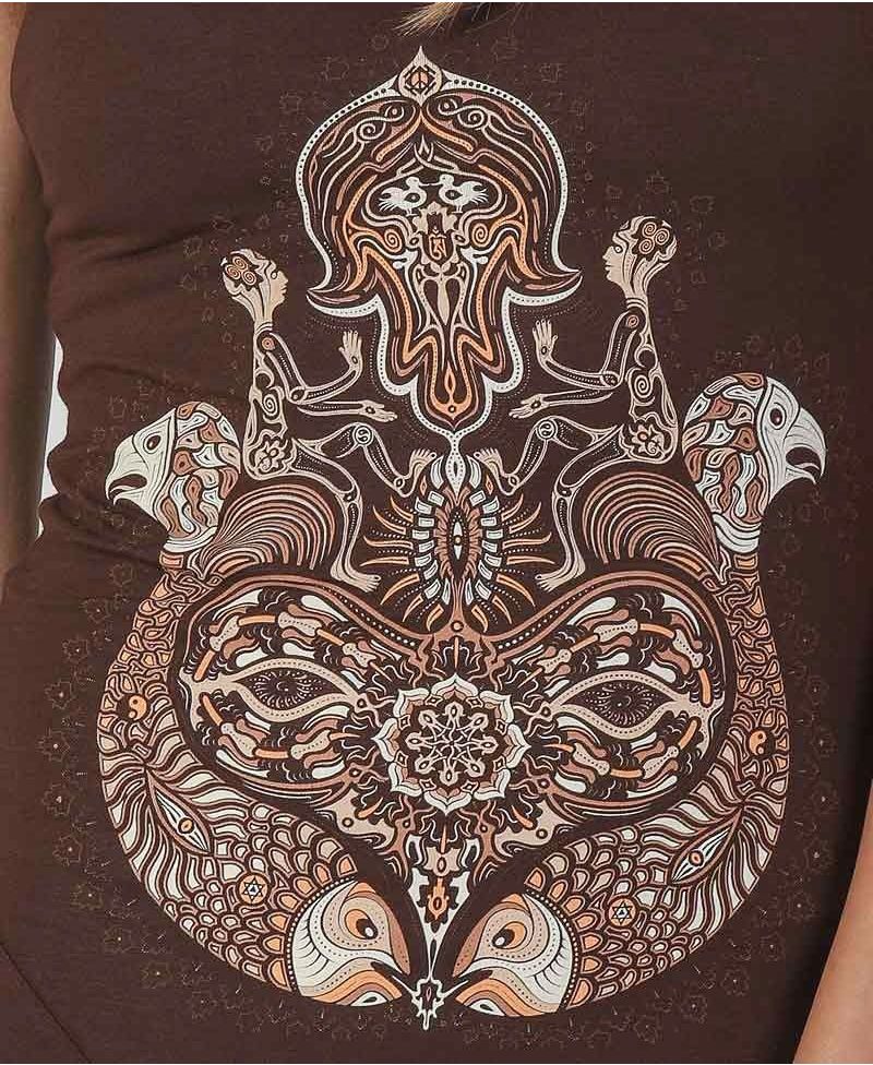 Hamsa Tunic Dress ➟ Brown