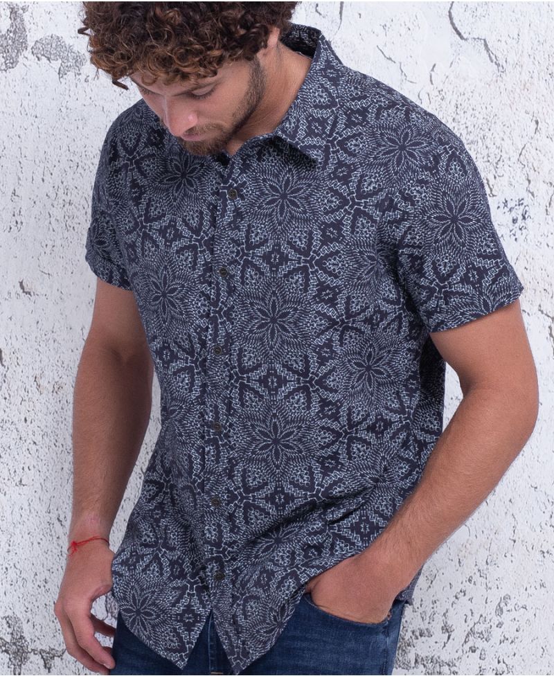 Hawaiian shirt for men grey printed 