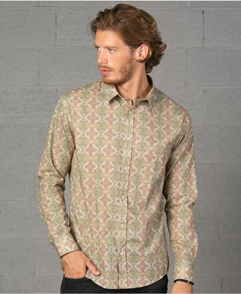 long sleeve button up men shirt shipibo clothing