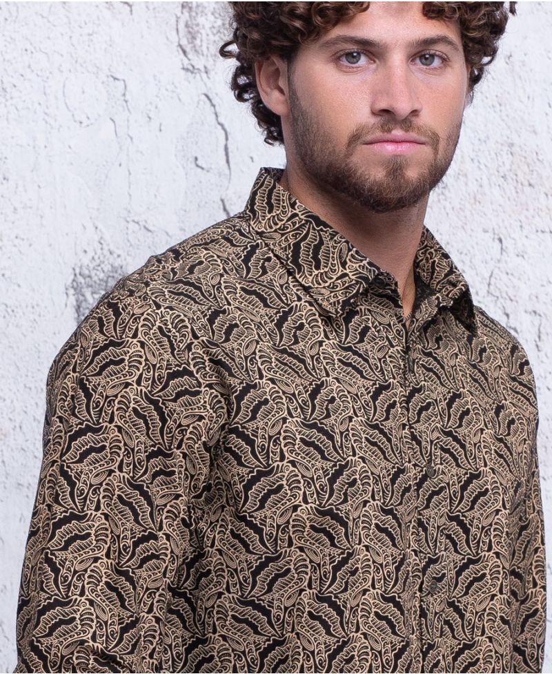 Hawaiian shirt long sleeve men button up 