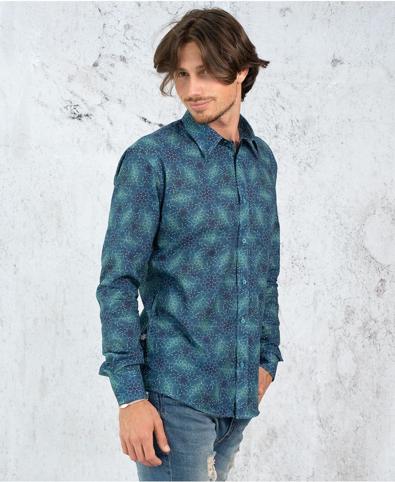 LSD Molecule Button Shirt- Long Sleeve