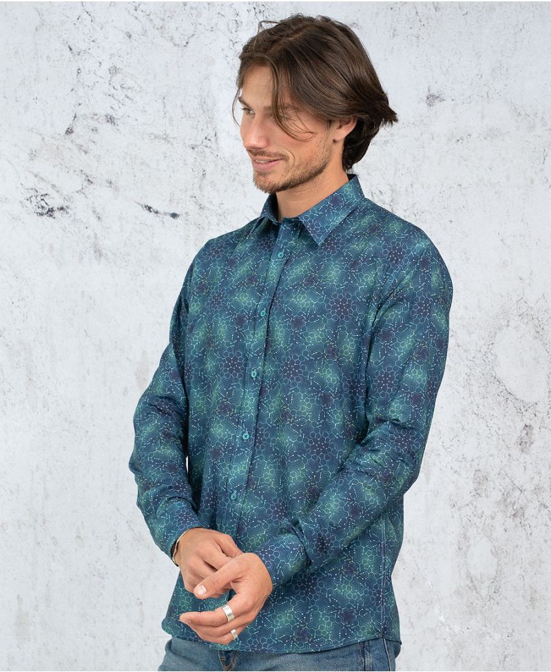 LSD Molecule Button Shirt- Long Sleeve