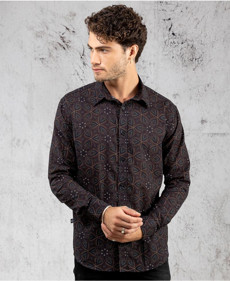 Mandala men button up shirt long sleeve button down 