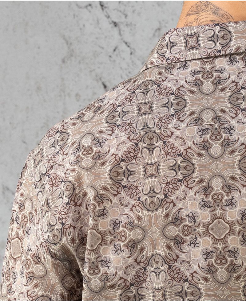 Virus / Beige Button Shirt- Long Sleeve