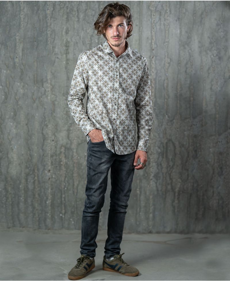 Squarcle Button Shirt- Long Sleeve