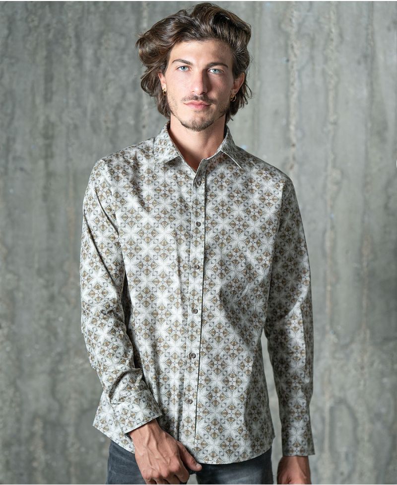 Squarcle Button Shirt- Long Sleeve