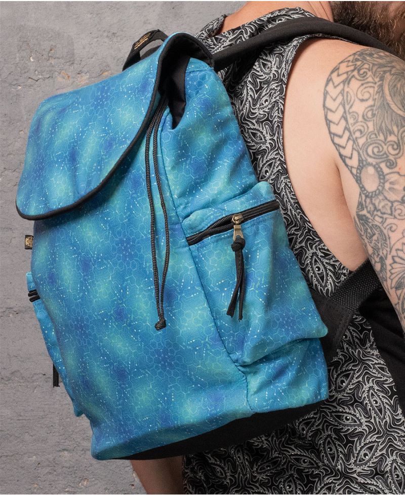 Coral print canvas backpack for laptop 