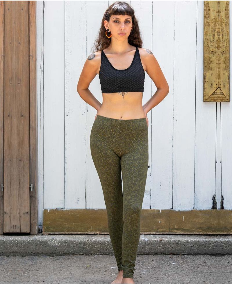 LSD Molecule Leggings / Full Length - Olive 